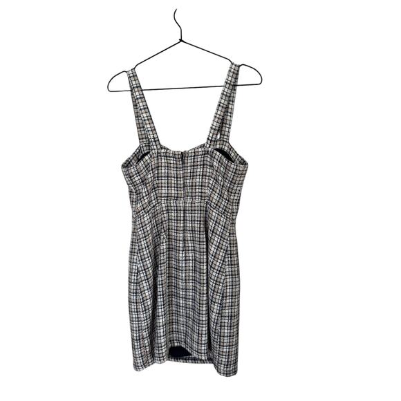 Abercrombie & Fitch Plaid Tweed Mini Dress Navy Cream Tan Small Sheath Shift - Picture 6 of 8